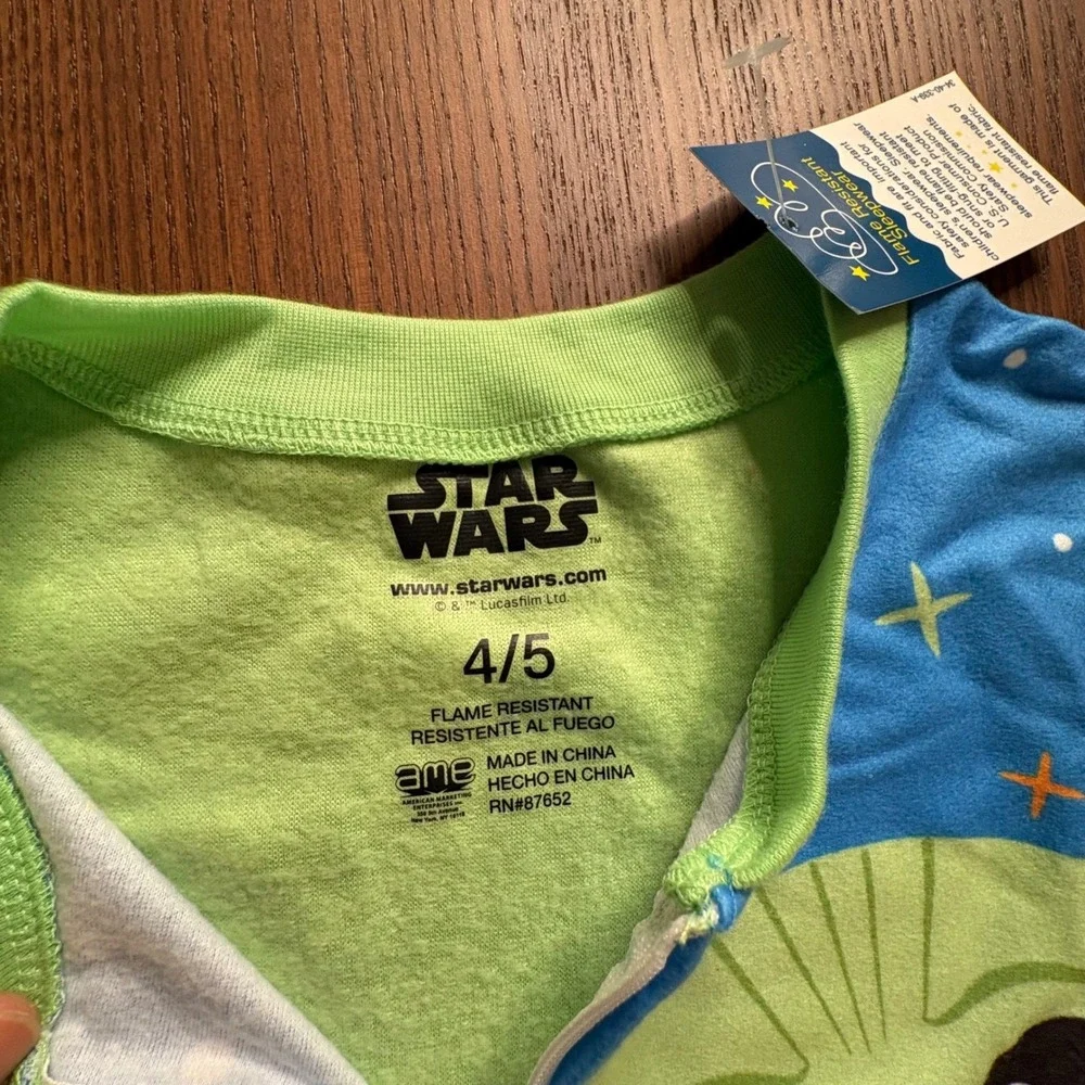 Star‎ Wars Grogu One Piece Pajamas Boys 4/5 Blue New Mandalorian Fleece Sleeper
